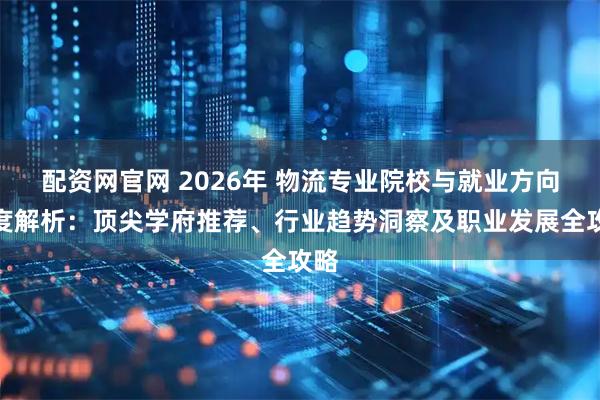 配资网官网 2026年 物流专业院校与就业方向深度解析：顶尖学府推荐、行业趋势洞察及职业发展全攻略